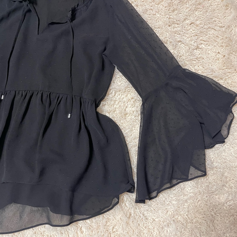 White House Black Market Black Sheer Blouse - Picture 2 of 6